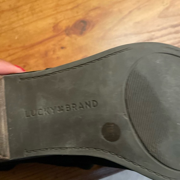 Lucky Brand black booties sz 7.5 medium clog ankle heels black exterior - Picture 11 of 13